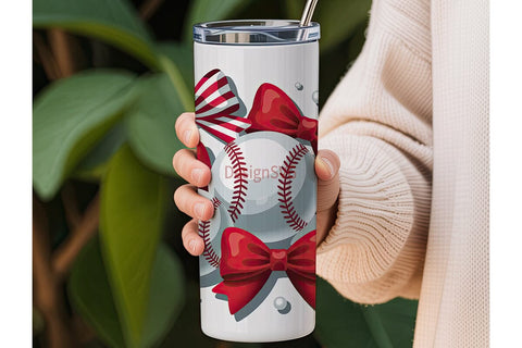 Baseball Bows 20oz Tumbler Wrap Sublimation DesignSVG 