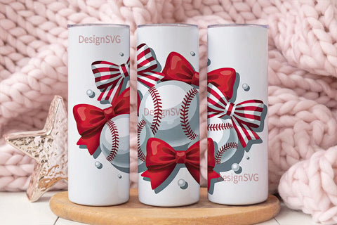 Baseball Bows 20oz Tumbler Wrap Sublimation DesignSVG 