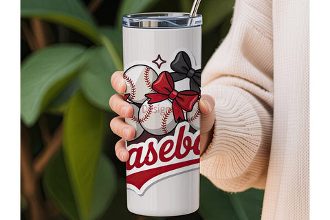 Baseball Bows 20oz Tumbler Wrap Sublimation DesignSVG 