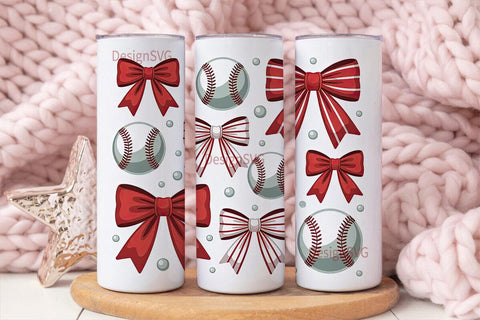 Baseball Bows 20oz Tumbler Wrap Sublimation DesignSVG 