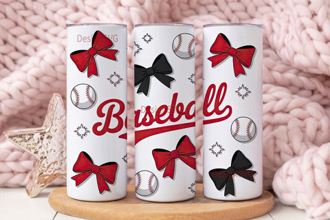 Baseball Bows 20oz Tumbler Wrap Sublimation DesignSVG 
