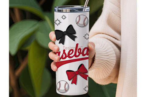Baseball Bows 20oz Tumbler Wrap Sublimation DesignSVG 