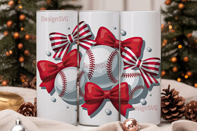 Baseball Bows 20oz Tumbler Wrap Sublimation DesignSVG 