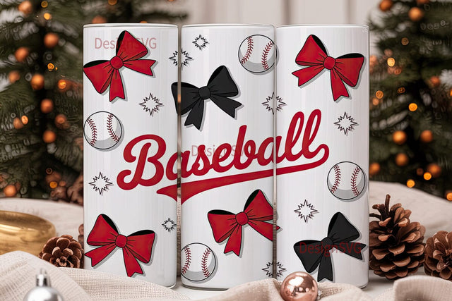 Baseball Bows 20oz Tumbler Wrap Sublimation DesignSVG 