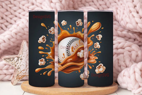 Baseball Caramel Splash 20oz Tumbler Sublimation DesignSVG 