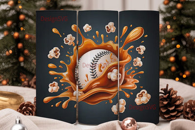 Baseball Caramel Splash 20oz Tumbler Sublimation DesignSVG 