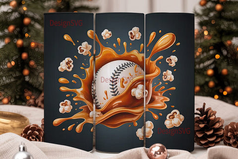Baseball Caramel Splash 20oz Tumbler Sublimation DesignSVG 
