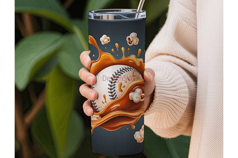 Baseball Caramel Splash 20oz Tumbler Sublimation DesignSVG 