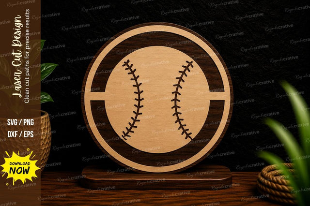Baseball Circle Ornament Laser Cut Svg Design SVG Regulrcrative 