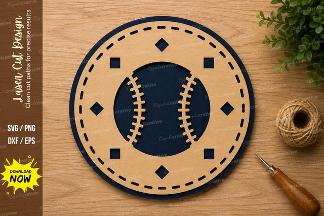 Baseball Circle Sports Emblem Laser Cut SVG File SVG Regulrcrative 