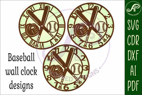 Baseball clock wall clock laser cut file SVG APInspireddesigns 