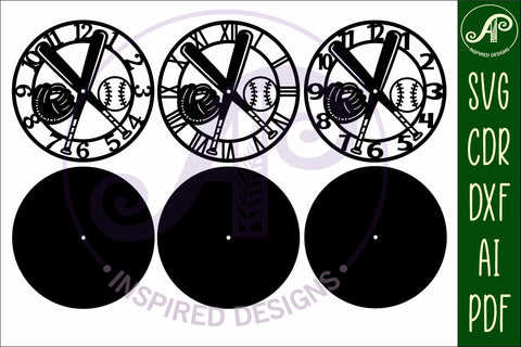 Baseball clock wall clock laser cut file SVG APInspireddesigns 