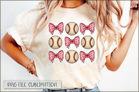 Baseball Coquette PNG, Pink Bow PNG Sublimation Shetara Begum 
