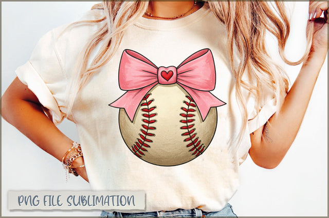 Baseball Coquette PNG, Pink Bow PNG Sublimation Shetara Begum 