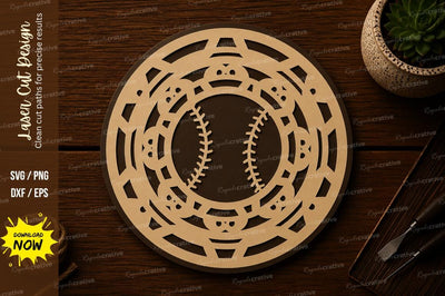 Baseball Decorative Mandala Laser Cut SVG File SVG Regulrcrative 