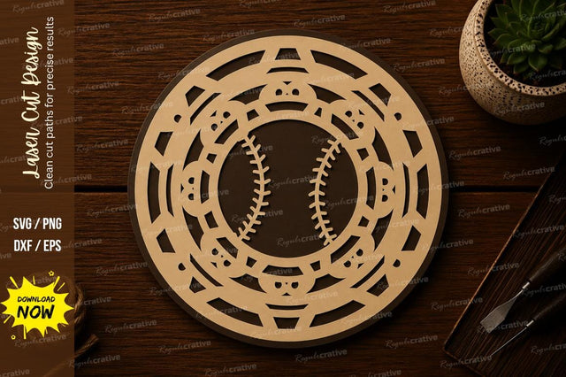 Baseball Decorative Mandala Laser Cut SVG File SVG Regulrcrative 