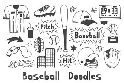 Baseball Doodles PNG Clipart Sublimation Rin Green 