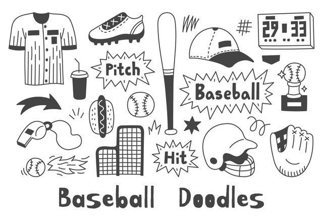 Baseball Doodles PNG Clipart Sublimation Rin Green 