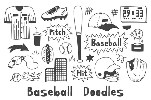 Baseball Doodles PNG Clipart Sublimation Rin Green 