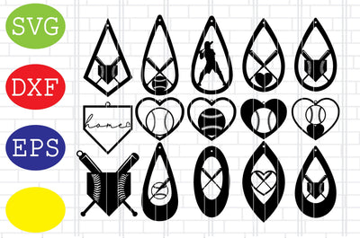 Baseball Earrings Svg, Softball Earrings Svg, Sport Earrings Svg, Jpg, Eps, Dxf Files SVG DigitalSvgFiles 