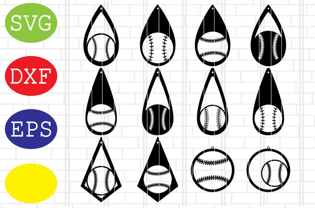 Baseball Earrings Svg, Softball Tear Drop Svg, Sport Earrings Svg, Jpg, Eps, Dxf Files SVG DigitalSvgFiles 