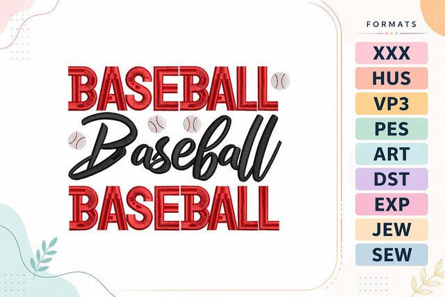 Baseball Embroidery Design - Trendy Sports Typography Embroidery/Applique DESIGNS sg embroidery 