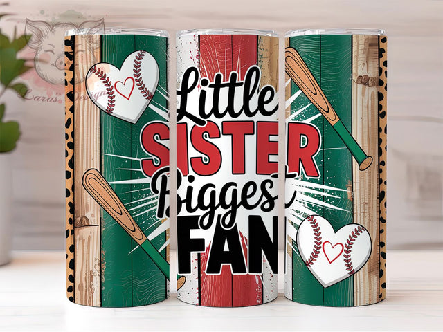 Baseball Fan Little Sister Tumbler, Little Sister Tumbler, 20oz Baseball Fan Cup, Sibling Sports Tumbler, Biggest Fan Sublimation, Softball Sister Wrap, Baseball Player Gift Sublimation Lara' s Designs 