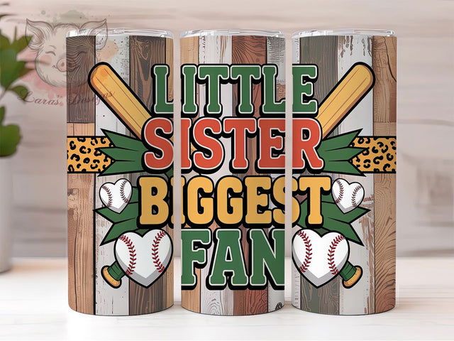 Baseball Fan Little Sister Tumbler, Little Sister Tumbler, 20oz Baseball Fan Cup, Sibling Sports Tumbler, Biggest Fan Sublimation, Softball Sister Wrap, Baseball Player Gift Sublimation Lara' s Designs 