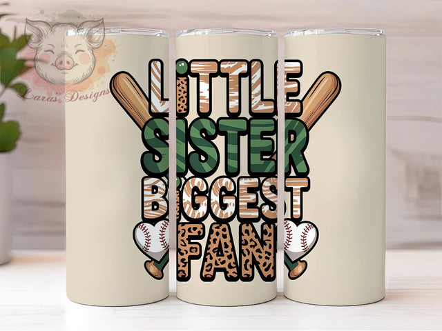 Baseball Fan Little Sister Tumbler, Little Sister Tumbler, 20oz Baseball Fan Cup, Sibling Sports Tumbler, Biggest Fan Sublimation, Softball Sister Wrap, Baseball Player Gift Sublimation Lara' s Designs 
