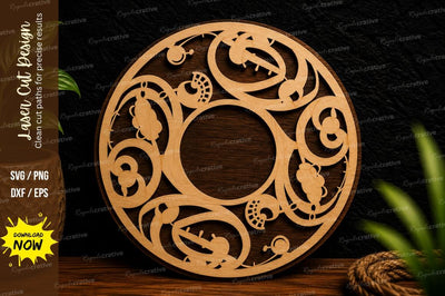 Baseball Floral Circle Frame Laser Cut SVG File SVG Regulrcrative 