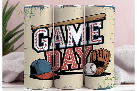 Baseball Game Day 20oz Tumbler Wrap Sublimation PixelChick 