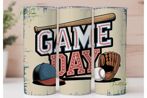 Baseball Game Day 20oz Tumbler Wrap Sublimation PixelChick 