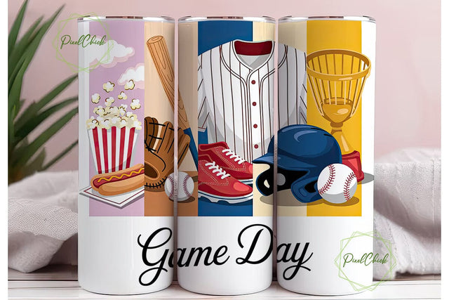 Baseball Game Day 20oz Tumbler Wrap Sublimation PixelChick 