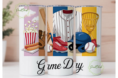 Baseball Game Day 20oz Tumbler Wrap Sublimation PixelChick 