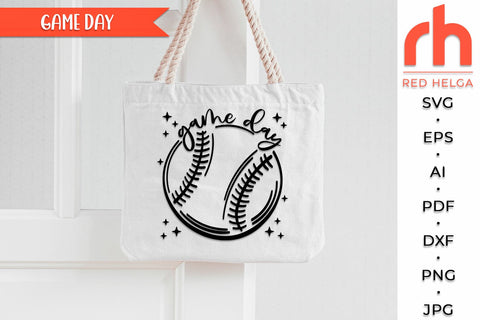 Baseball Game Day SVG, Baseball Mama Cut File, Softball Mom Shirt DXF, Ballpark Design, Sport Theme, Digital Download, Game Day Vibes, Baseball Laces SVG RedHelgaArt 