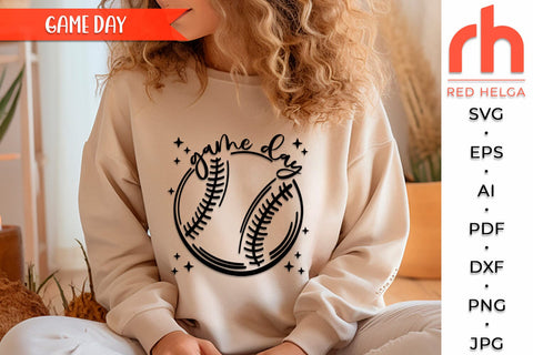 Baseball Game Day SVG, Baseball Mama Cut File, Softball Mom Shirt DXF, Ballpark Design, Sport Theme, Digital Download, Game Day Vibes, Baseball Laces SVG RedHelgaArt 