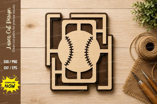 Baseball Geometric Frame Laser Cut SVG Design SVG Regulrcrative 