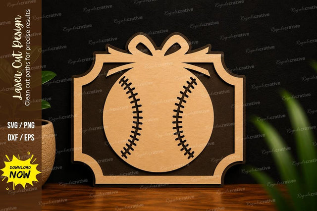 Baseball Gift Tag Frame Laser Cut SVG File SVG Regulrcrative 