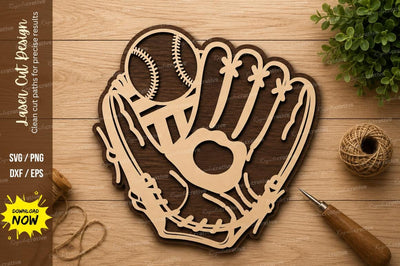 Baseball Glove and Ball Sports Laser Cut SVG File SVG Regulrcrative 
