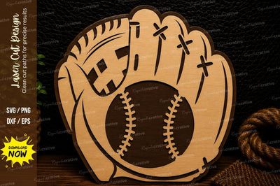 Baseball Glove & Ball Laser Cut Svg Design SVG Regulrcrative 