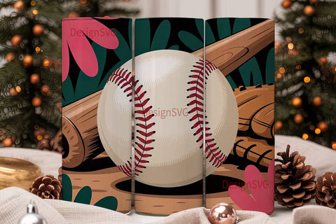 Baseball Glove & Bat 20oz Tumbler Sublimation DesignSVG 