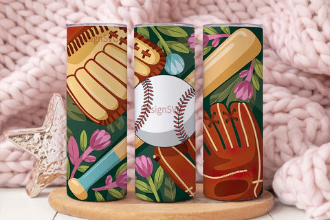 Baseball Glove & Bat 20oz Tumbler Sublimation DesignSVG 