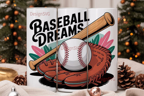 Baseball Glove & Bat 20oz Tumbler Sublimation DesignSVG 