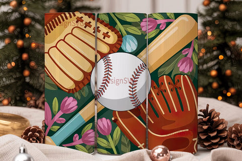 Baseball Glove & Bat 20oz Tumbler Sublimation DesignSVG 