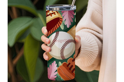 Baseball Glove & Bat 20oz Tumbler Sublimation DesignSVG 