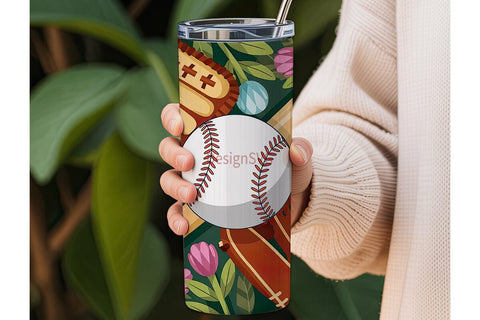 Baseball Glove & Bat 20oz Tumbler Sublimation DesignSVG 