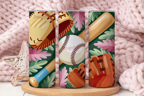 Baseball Glove & Bat 20oz Tumbler Sublimation DesignSVG 