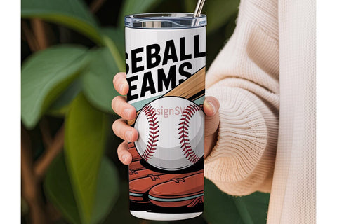 Baseball Glove & Bat 20oz Tumbler Sublimation DesignSVG 