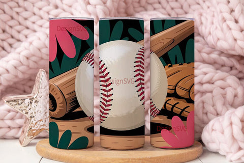 Baseball Glove & Bat 20oz Tumbler Sublimation DesignSVG 