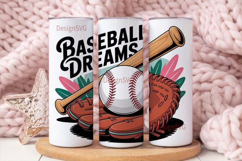 Baseball Glove & Bat 20oz Tumbler Sublimation DesignSVG 